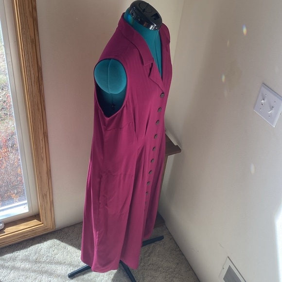 J.Jill size Large Winterberry button down long sleeveless shirt dress w/ pockets - Picture 5 of 10